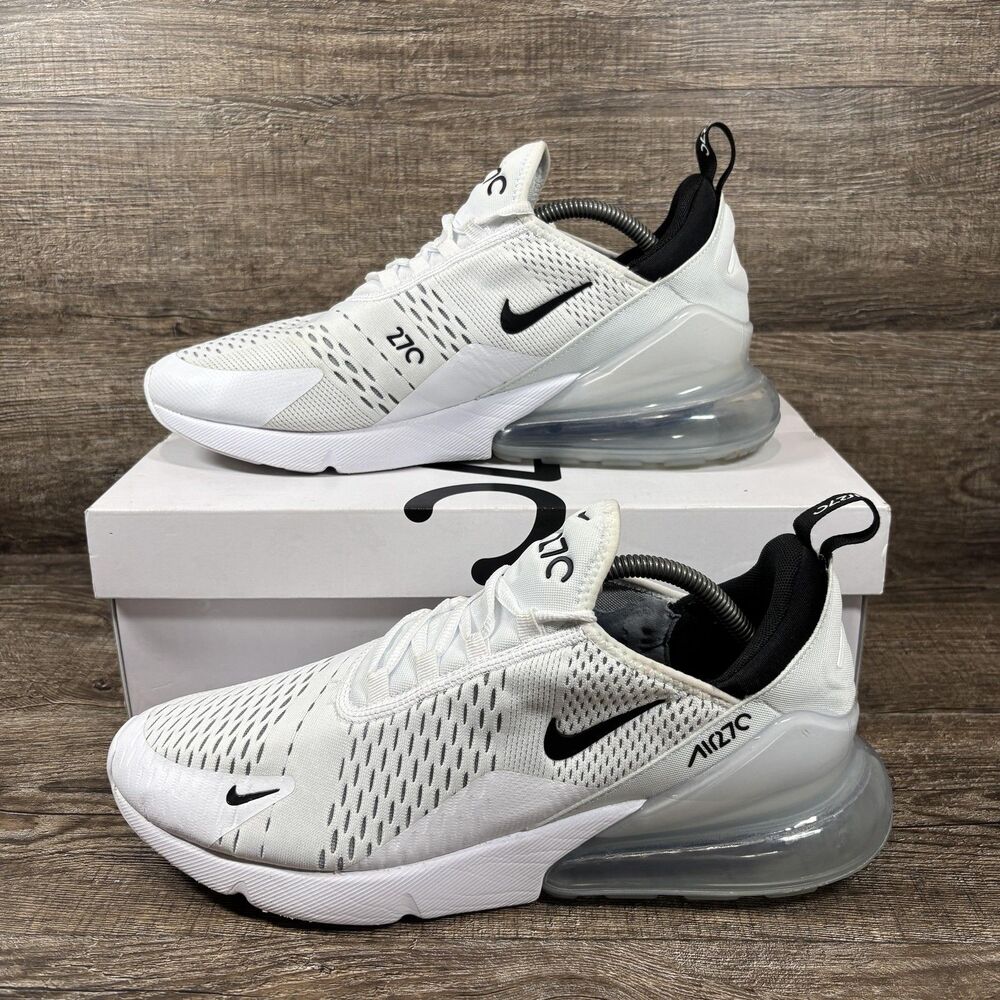 Nike Air Max 270 Shoes Men's 11.5 White Black Running Mesh Sneakers AH8050-100 - Picture 2 of 9